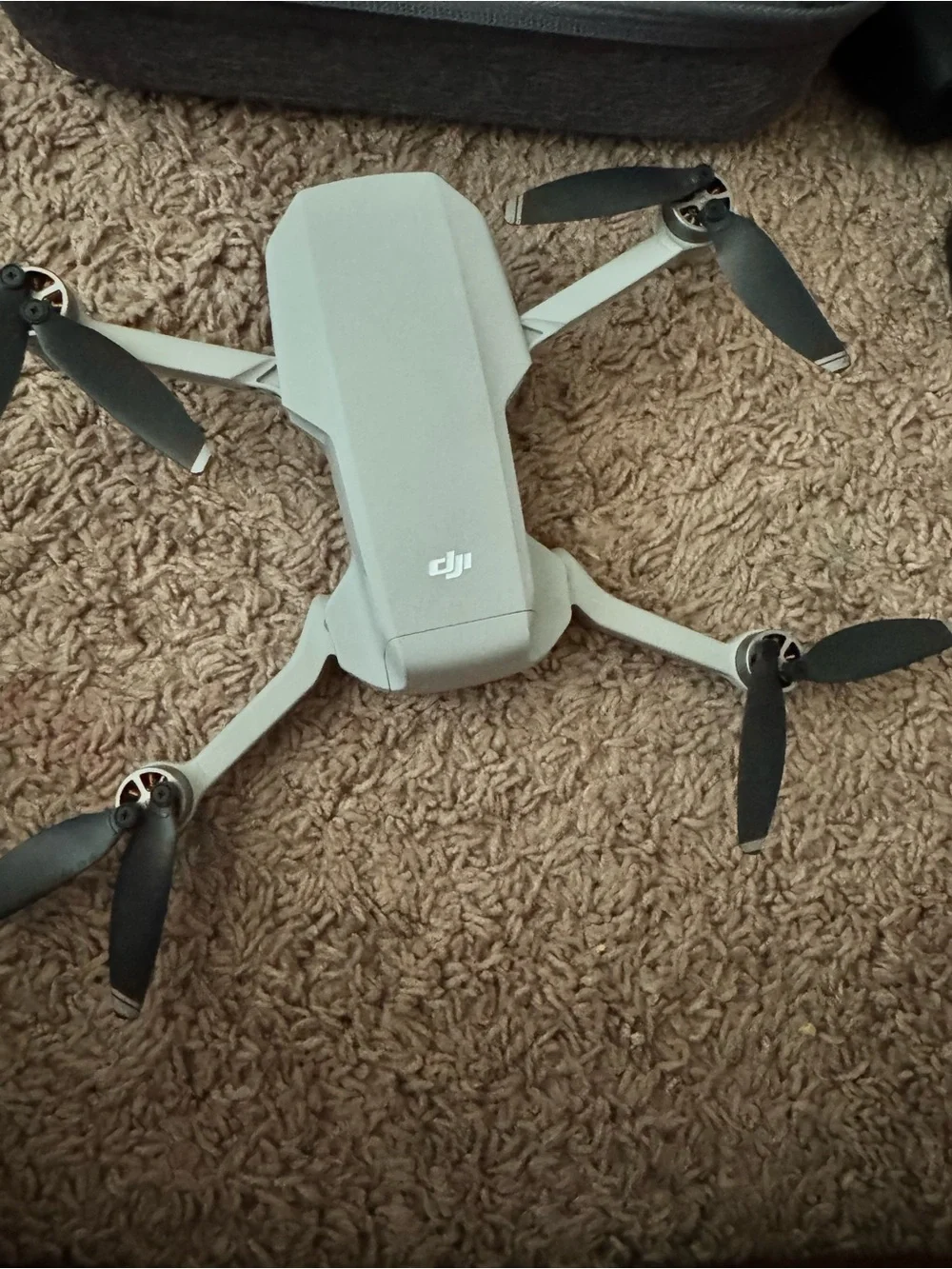DJI Mini Foldable Drone in Light Gray with Black Propellers + Case + 3 Batteries
